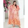 imageOussum Women Casual Kaftan Plus Size Long Dubai Caftan Beach Polyester Maxi House Dress for LadiesMulticolor