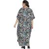 imageOussum Women Casual Kaftan Plus Size Long Dubai Caftan Beach Polyester Maxi House Dress for LadiesMulticolor Leaf Pattern Kaftan