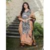 imageOussum Women Casual Kaftan Plus Size Long Dubai Caftan Beach Polyester Maxi House Dress for LadiesOrange
