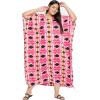 imageOussum Women Casual Kaftan Plus Size Long Dubai Caftan Beach Polyester Maxi House Dress for LadiesPink Geometric