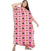 imageOussum Women Casual Kaftan Plus Size Long Dubai Caftan Beach Polyester Maxi House Dress for LadiesPink Geometric