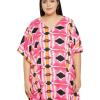 imageOussum Women Casual Kaftan Plus Size Long Dubai Caftan Beach Polyester Maxi House Dress for LadiesPink Geometric