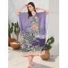 imageOussum Women Casual Kaftan Plus Size Long Dubai Caftan Beach Polyester Maxi House Dress for LadiesPurple