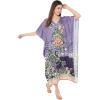 imageOussum Women Casual Kaftan Plus Size Long Dubai Caftan Beach Polyester Maxi House Dress for LadiesPurple