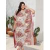imageOussum Women Casual Kaftan Plus Size Long Dubai Caftan Beach Polyester Maxi House Dress for LadiesRedmulticolor Floral Kaftan