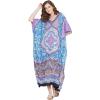 imageOussum Women Casual Kaftan Plus Size Long Dubai Caftan Beach Polyester Maxi House Dress for LadiesSky Blue