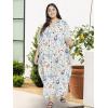 imageOussum Women Casual Kaftan Plus Size Long Dubai Caftan Beach Polyester Maxi House Dress for LadiesWhite Floral