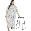 imageOussum Women Casual Kaftan Plus Size Long Dubai Caftan Beach Polyester Maxi House Dress for LadiesWhite Floral