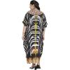 imageOussum Women Plus Size Kaftans Kimono Polyester Dresses Loose Caftan Dress Ladies Evening Casual Long MaxiBlack Abstract