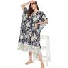 imageOussum Women Plus Size Kaftans Kimono Polyester Dresses Loose Caftan Dress Ladies Evening Casual Long MaxiBlack Floral Long Kaftan