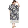 imageOussum Women Plus Size Kaftans Kimono Polyester Dresses Loose Caftan Dress Ladies Evening Casual Long MaxiBlack Floral Long Kaftan