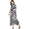 imageOussum Women Plus Size Kaftans Kimono Polyester Dresses Loose Caftan Dress Ladies Evening Casual Long MaxiBlack One Size Maxi Caftan
