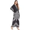 imageOussum Women Plus Size Kaftans Kimono Polyester Dresses Loose Caftan Dress Ladies Evening Casual Long MaxiBlack Paisley Printed Kaftan