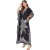 imageOussum Women Plus Size Kaftans Kimono Polyester Dresses Loose Caftan Dress Ladies Evening Casual Long MaxiBlack Paisley Printed Kaftan
