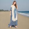 imageOussum Women Plus Size Kaftans Kimono Polyester Dresses Loose Caftan Dress Ladies Evening Casual Long MaxiBlue Dashiki Printed Kaftan