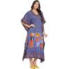 imageOussum Women Plus Size Kaftans Kimono Polyester Dresses Loose Caftan Dress Ladies Evening Casual Long MaxiBlue Plus Size Maxi Kaftan