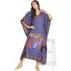 imageOussum Women Plus Size Kaftans Kimono Polyester Dresses Loose Caftan Dress Ladies Evening Casual Long MaxiBlue Plus Size Maxi Kaftan