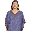 imageOussum Women Plus Size Kaftans Kimono Polyester Dresses Loose Caftan Dress Ladies Evening Casual Long MaxiBlue Plus Size Maxi Kaftan