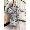 imageOussum Women Plus Size Kaftans Kimono Polyester Dresses Loose Caftan Dress Ladies Evening Casual Long MaxiMulticolor Black Abstract Maxi Kaftan