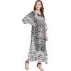 imageOussum Women Plus Size Kaftans Kimono Polyester Dresses Loose Caftan Dress Ladies Evening Casual Long MaxiMulticolor Black Abstract Maxi Kaftan