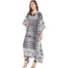 imageOussum Women Plus Size Kaftans Kimono Polyester Dresses Loose Caftan Dress Ladies Evening Casual Long MaxiMulticolor Black Abstract Maxi Kaftan