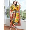 imageOussum Women Plus Size Kaftans Kimono Polyester Dresses Loose Caftan Dress Ladies Evening Casual Long MaxiMulticolor Geometric Printed Kaftan