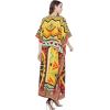imageOussum Women Plus Size Kaftans Kimono Polyester Dresses Loose Caftan Dress Ladies Evening Casual Long MaxiMulticolor Geometric Printed Kaftan