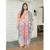 imageOussum Women Plus Size Kaftans Kimono Polyester Dresses Loose Caftan Dress Ladies Evening Casual Long MaxiMulticolor Leaf