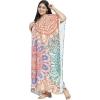 imageOussum Women Plus Size Kaftans Kimono Polyester Dresses Loose Caftan Dress Ladies Evening Casual Long MaxiMulticolor Leaf