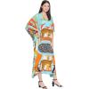 imageOussum Women Plus Size Kaftans Kimono Polyester Dresses Loose Caftan Dress Ladies Evening Casual Long MaxiMulticolor Leopard Maxi Kaftan