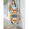 imageOussum Women Plus Size Kaftans Kimono Polyester Dresses Loose Caftan Dress Ladies Evening Casual Long MaxiMulticolor Leopard Maxi Kaftan