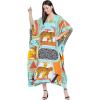 imageOussum Women Plus Size Kaftans Kimono Polyester Dresses Loose Caftan Dress Ladies Evening Casual Long MaxiMulticolor Leopard Maxi Kaftan