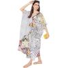 imageOussum Women Plus Size Kaftans Kimono Polyester Dresses Loose Caftan Dress Ladies Evening Casual Long MaxiMulticolor Maxi Plus Size Kaftan