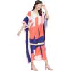 imageOussum Women Plus Size Kaftans Kimono Polyester Dresses Loose Caftan Dress Ladies Evening Casual Long MaxiMulticolor One Size Caftan