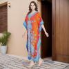 imageOussum Women Plus Size Kaftans Kimono Polyester Dresses Loose Caftan Dress Ladies Evening Casual Long MaxiOrange Paisley Pattern Kaftan