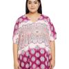 imageOussum Women Plus Size Kaftans Kimono Polyester Dresses Loose Caftan Dress Ladies Evening Casual Long MaxiPink Multicolor Paisley