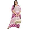 imageOussum Women Plus Size Kaftans Kimono Polyester Dresses Loose Caftan Dress Ladies Evening Casual Long MaxiPink Multicolor Paisley