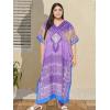 imageOussum Women Plus Size Kaftans Kimono Polyester Dresses Loose Caftan Dress Ladies Evening Casual Long MaxiPurple Abstract
