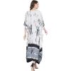 imageOussum Women Plus Size Kaftans Kimono Polyester Dresses Loose Caftan Dress Ladies Evening Casual Long MaxiWhite