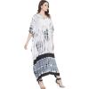 imageOussum Women Plus Size Kaftans Kimono Polyester Dresses Loose Caftan Dress Ladies Evening Casual Long MaxiWhite