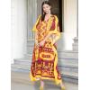 imageOussum Women Plus Size Kaftans Kimono Polyester Dresses Loose Caftan Dress Ladies Evening Casual Long MaxiYellow