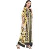 imageOussum Women Plus Size Kaftans Kimono Polyester Dresses Loose Caftan Dress Ladies Evening Casual Long MaxiYellow Maxi Kaftan