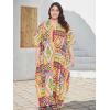 imageOussum Women Plus Size Kaftans Kimono Polyester Dresses Loose Caftan Dress Ladies Evening Casual Long MaxiYellow Tribal