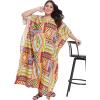 imageOussum Women Plus Size Kaftans Kimono Polyester Dresses Loose Caftan Dress Ladies Evening Casual Long MaxiYellow Tribal