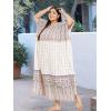 imageOussum Women Polyester Casual Kaftan Long Plus Size Summer Beach Caftan Cover Ups Maxi Dresse for LadiesBeige Paisley Print Caftans