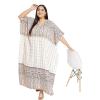 imageOussum Women Polyester Casual Kaftan Long Plus Size Summer Beach Caftan Cover Ups Maxi Dresse for LadiesBeige Paisley Print Caftans