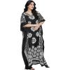 imageOussum Women Polyester Casual Kaftan Long Plus Size Summer Beach Caftan Cover Ups Maxi Dresse for LadiesBlack Pattern Flower