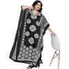 imageOussum Women Polyester Casual Kaftan Long Plus Size Summer Beach Caftan Cover Ups Maxi Dresse for LadiesBlack Pattern Flower