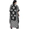 imageOussum Women Polyester Casual Kaftan Long Plus Size Summer Beach Caftan Cover Ups Maxi Dresse for LadiesBlack Pattern Flower
