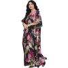 imageOussum Women Polyester Casual Kaftan Long Plus Size Summer Beach Caftan Cover Ups Maxi Dresse for LadiesBlack Pink Flower
